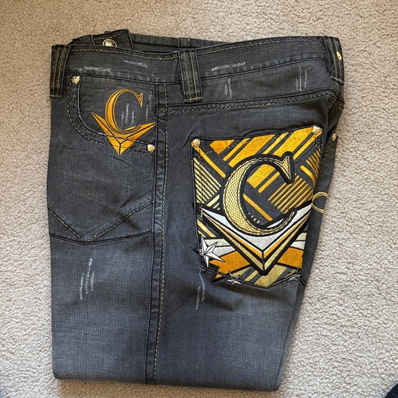 COOGI Other - COOGI Gray Jeans with Yellow Accents